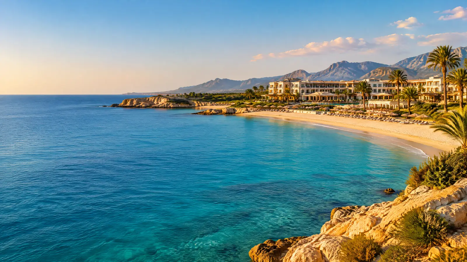 Kıbrıs tatil manzarası - turkuaz deniz ve sahil